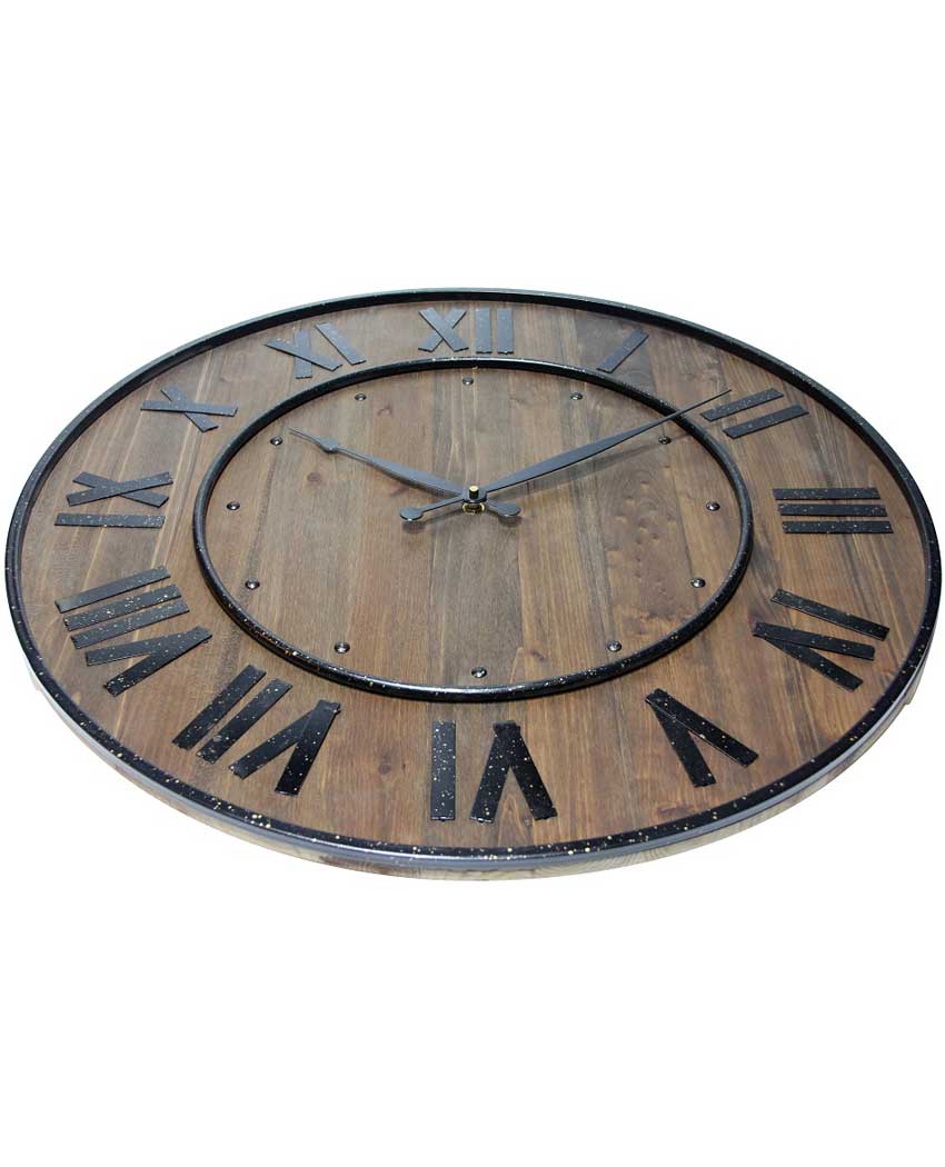 23 inch Wine Barrel Brown Wood/Steel Wall Clock Clock by Room