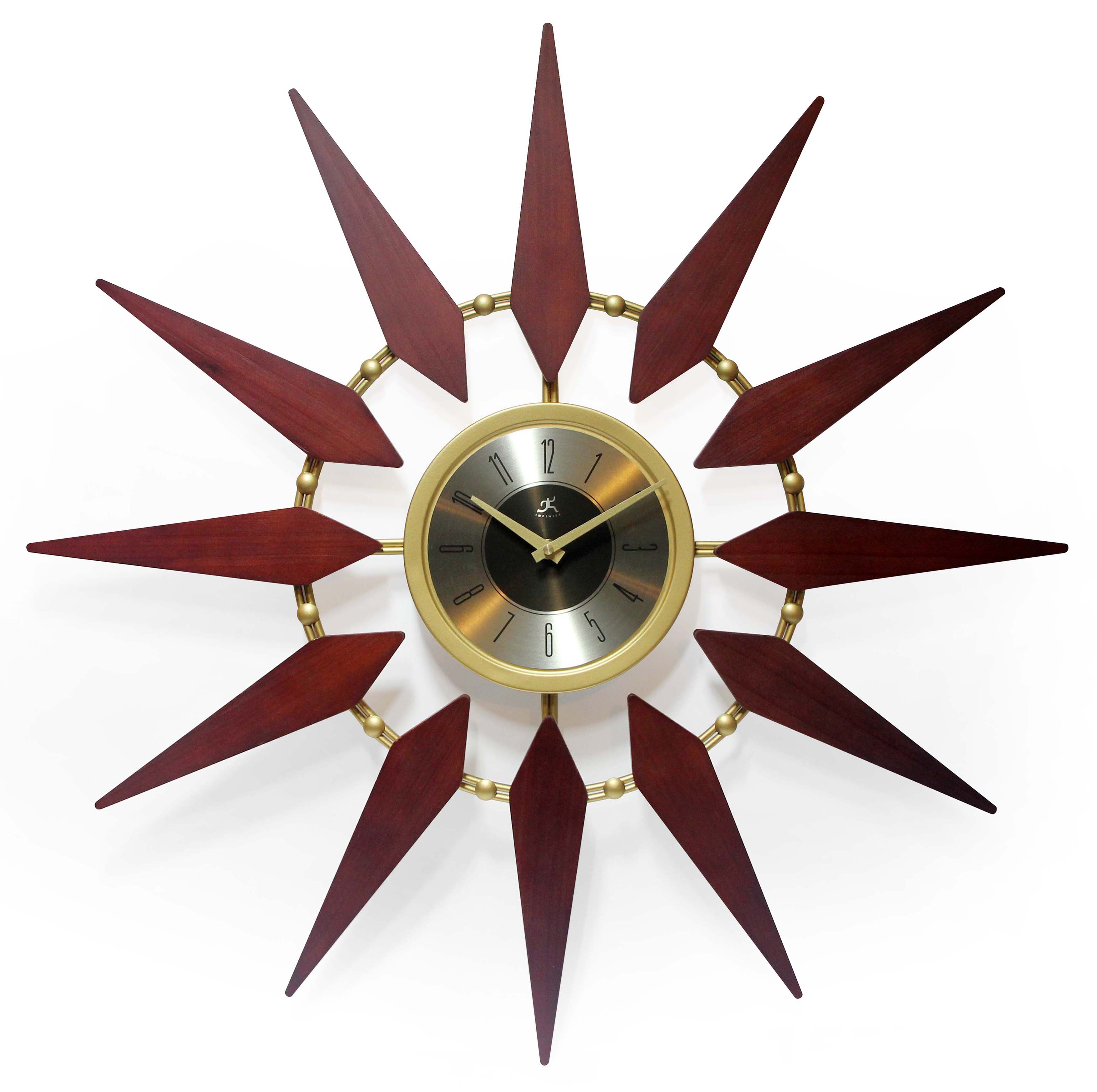 30 inch Orion Midcentury Walnut Metal Wood Wall Clock Clock by Room
