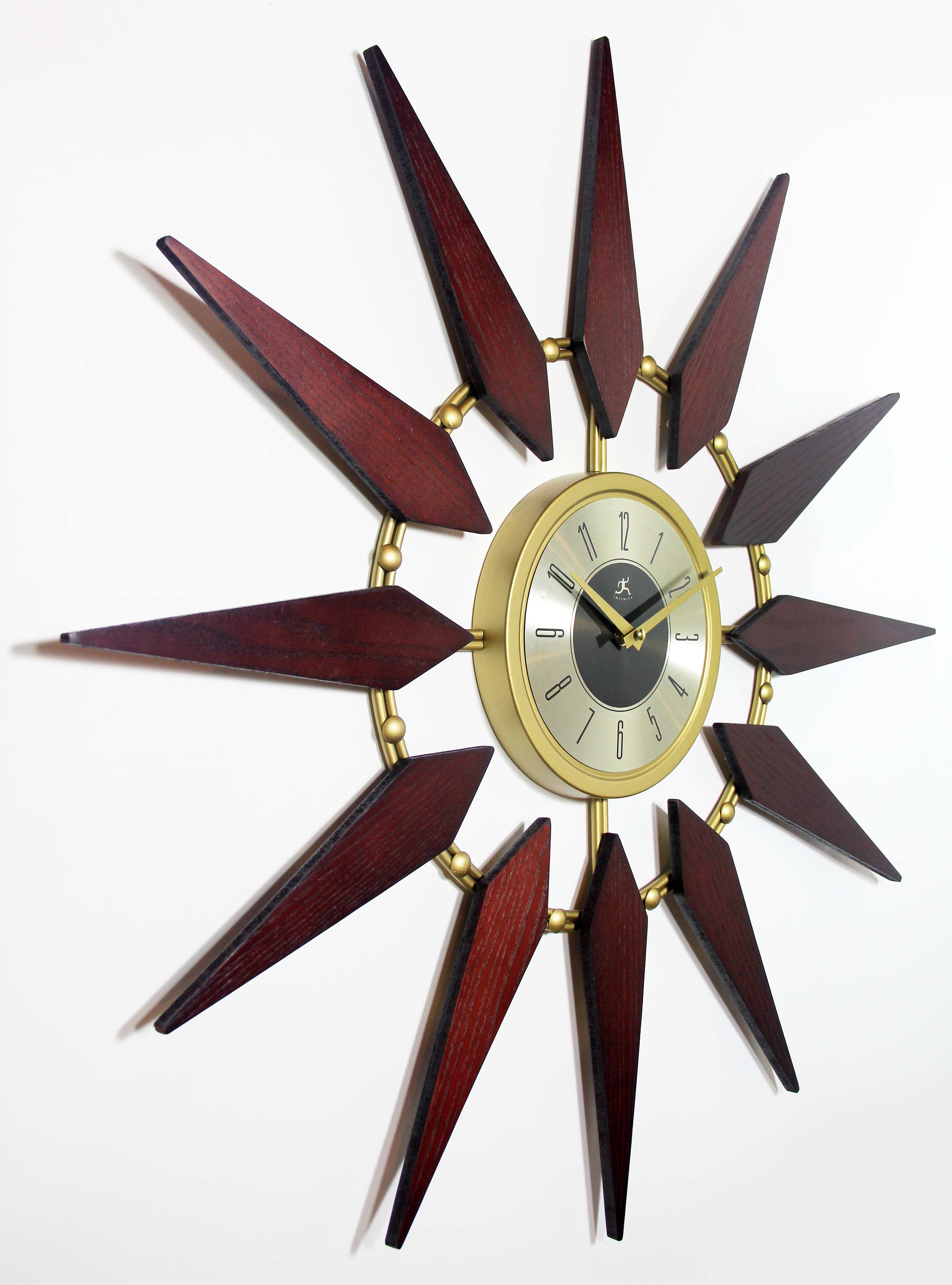 30 inch Orion Midcentury Walnut Metal Wood Wall Clock Clock by Room