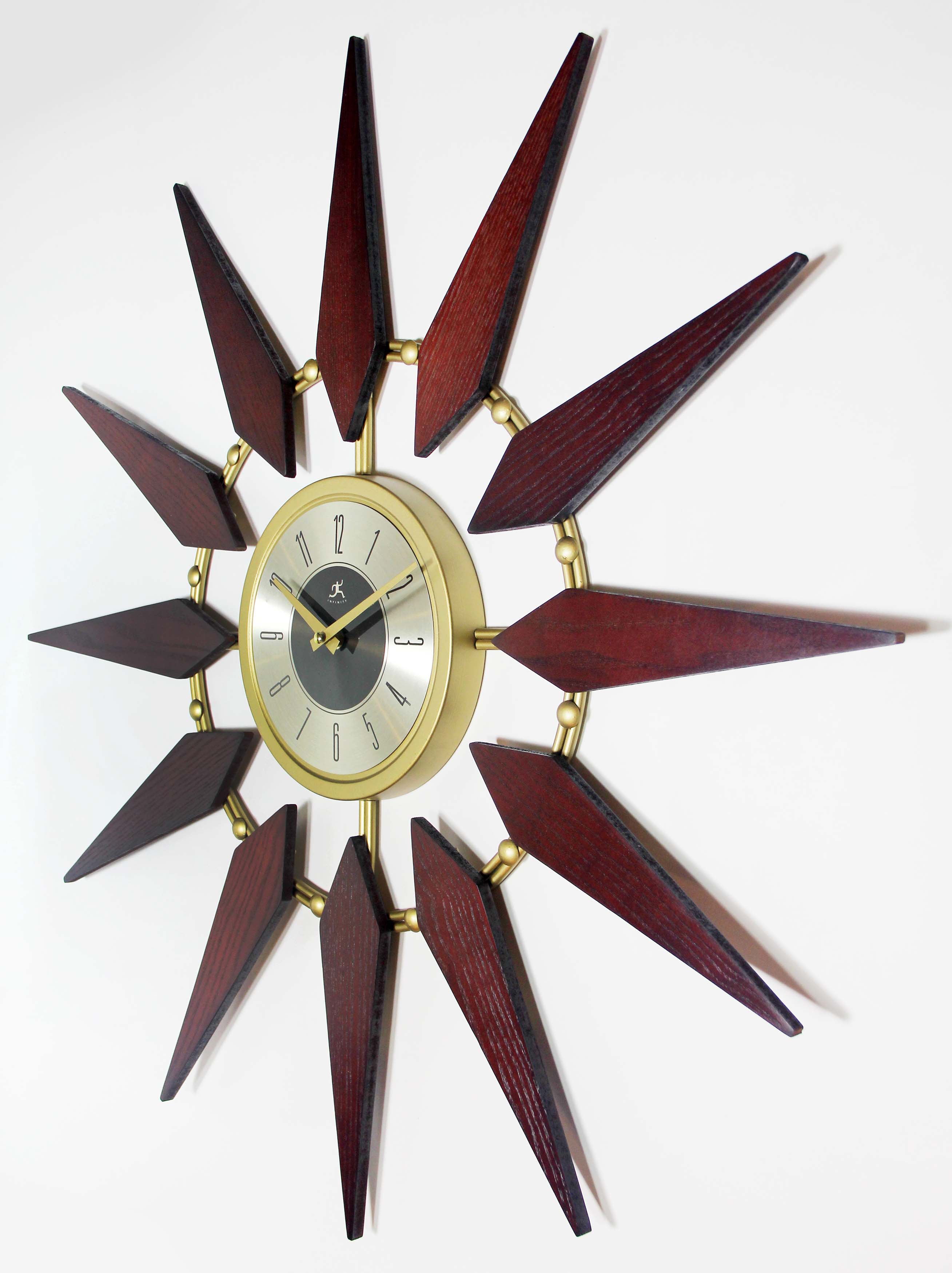 30 inch Orion Midcentury Walnut Metal Wood Wall Clock Clock by Room