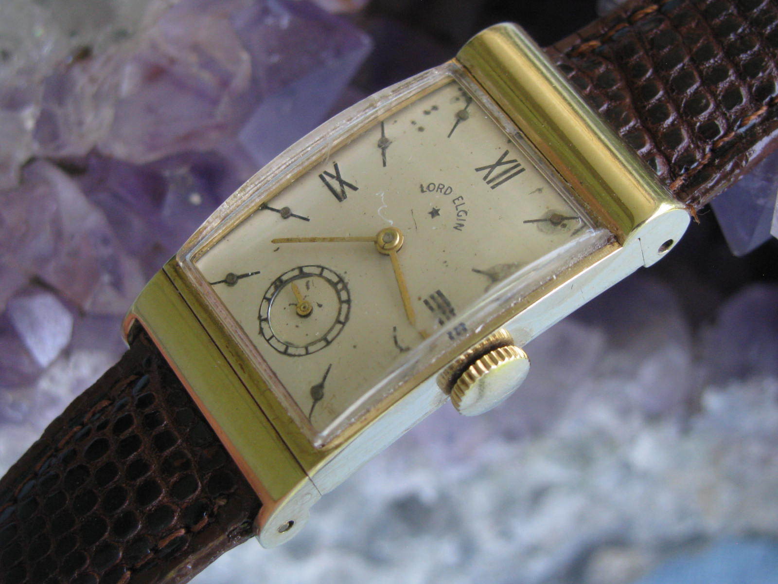 Lord Elgin Vintage 14K Gold Wrist Watch, Fancy Scroll Design Mike's H