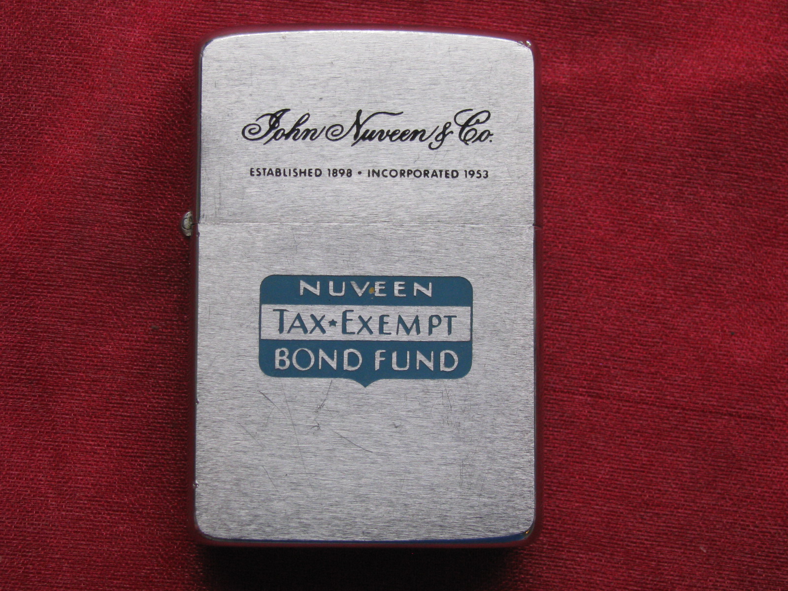 Zippo Lighter 1960 Advertising Nuveen TaxExempt Bond Fund Mike's H&E
