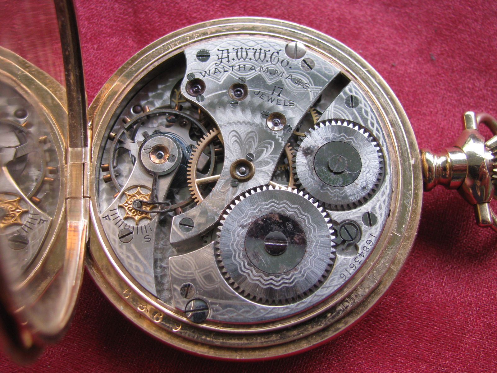 Waltham 16s 17j Yellow Gold Filled Hunting Case Pocket Watch, 1908