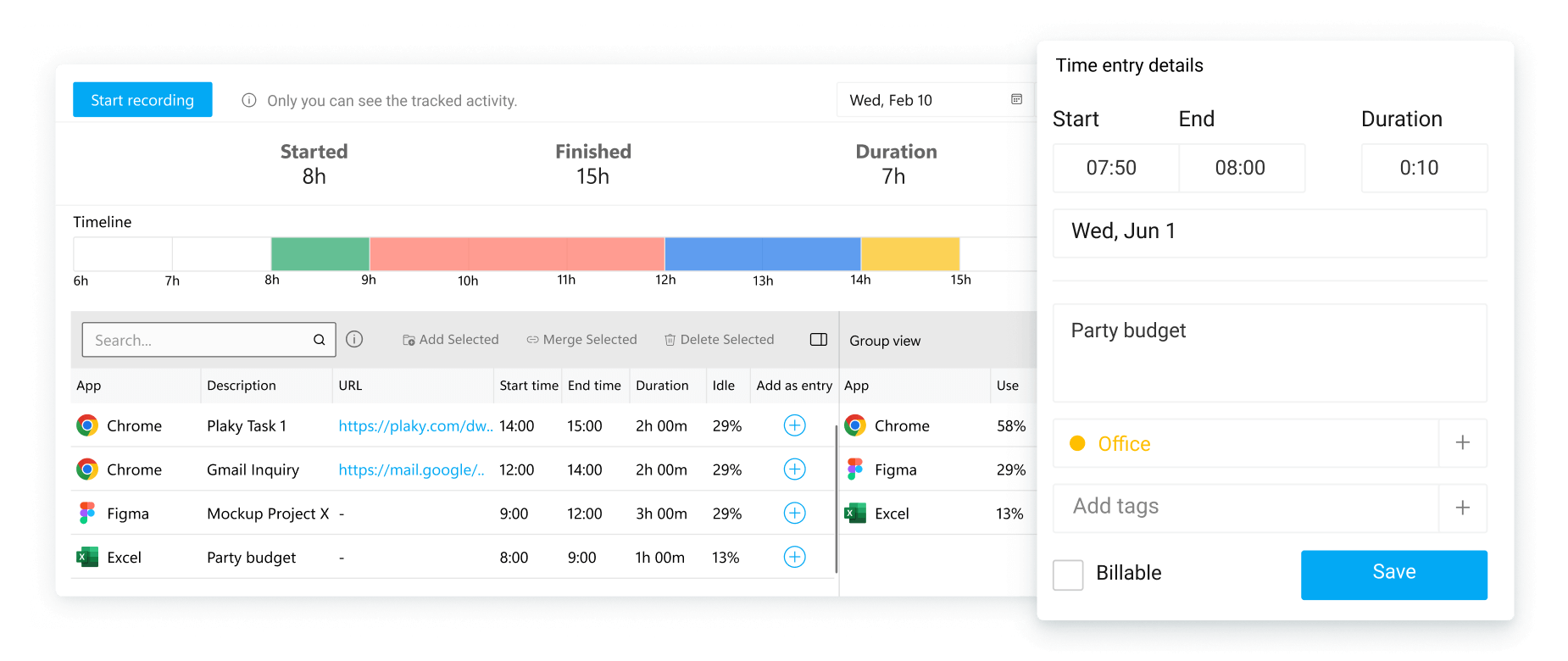 Auto tracker Clockify Features