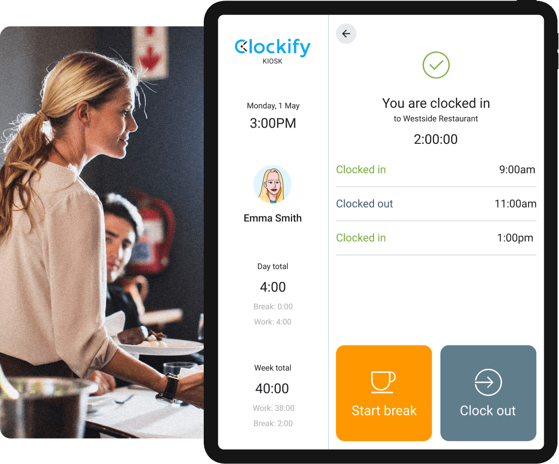 Time Clock for Restaurants Clockify™