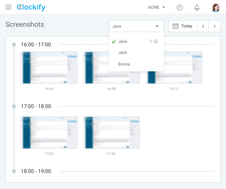 Screenshots Clockify Help