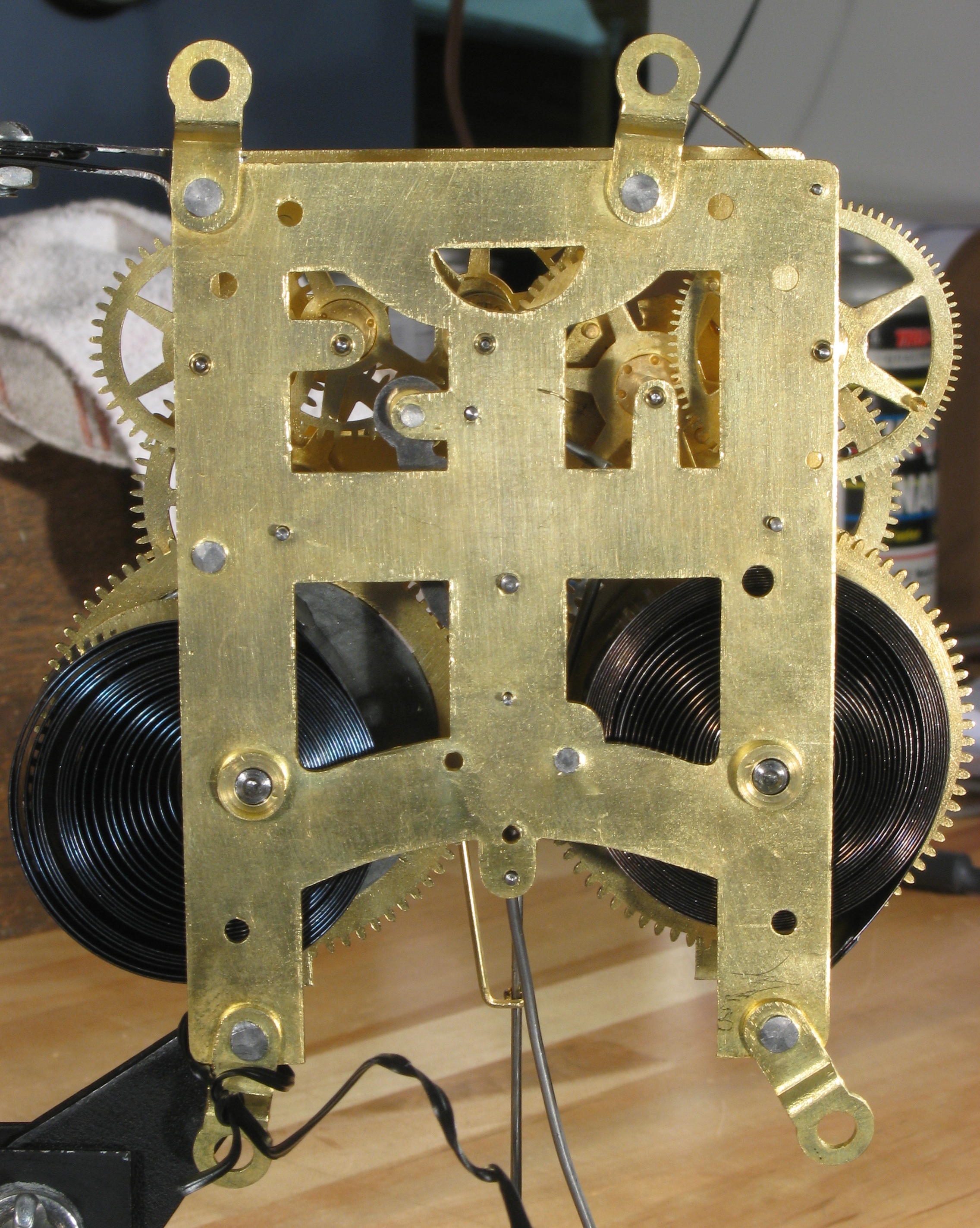 Original Mainsprings in a New Haven Long Drop Octagon Clock