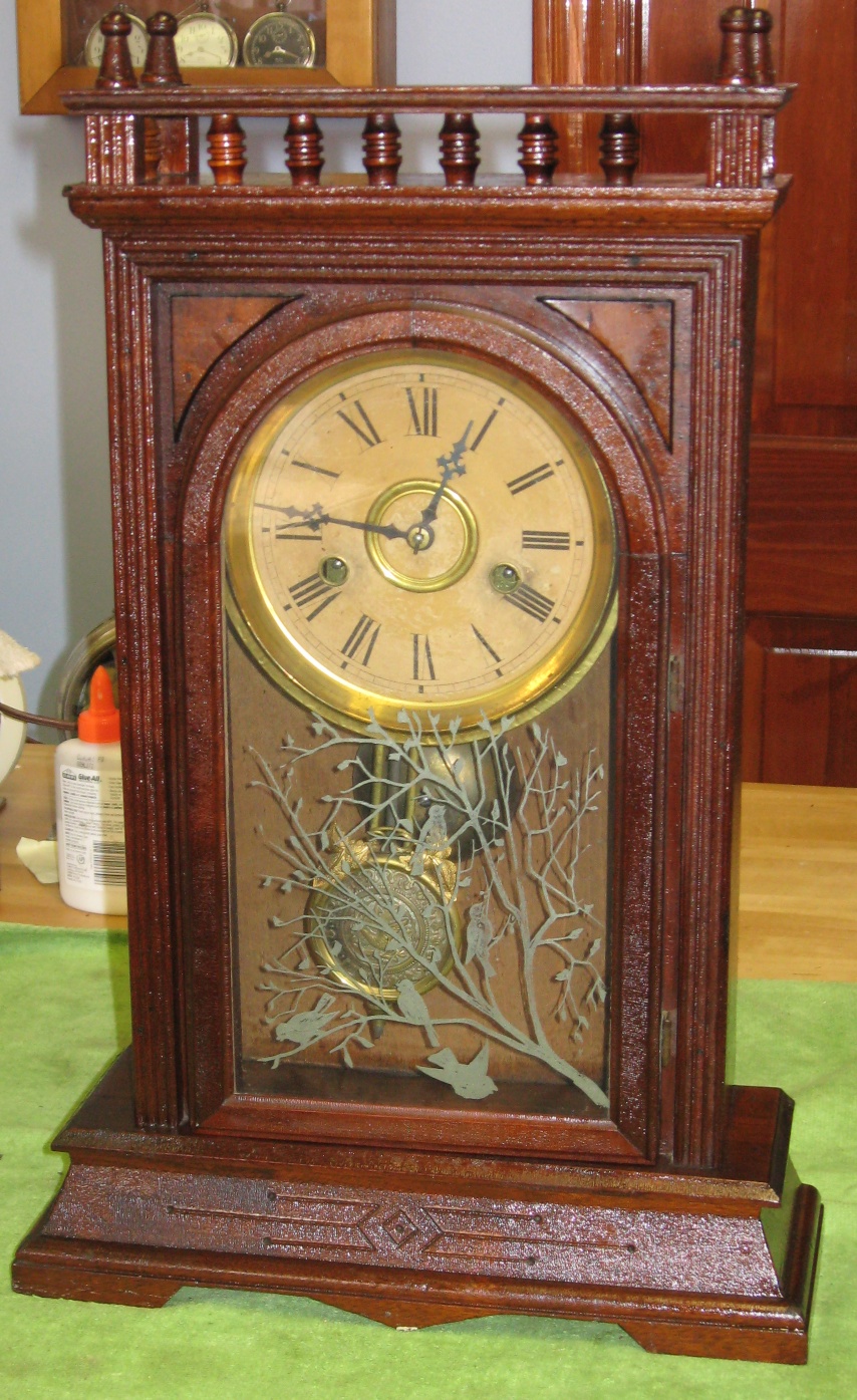 Terry Clock Company Walnut Shelf Clock