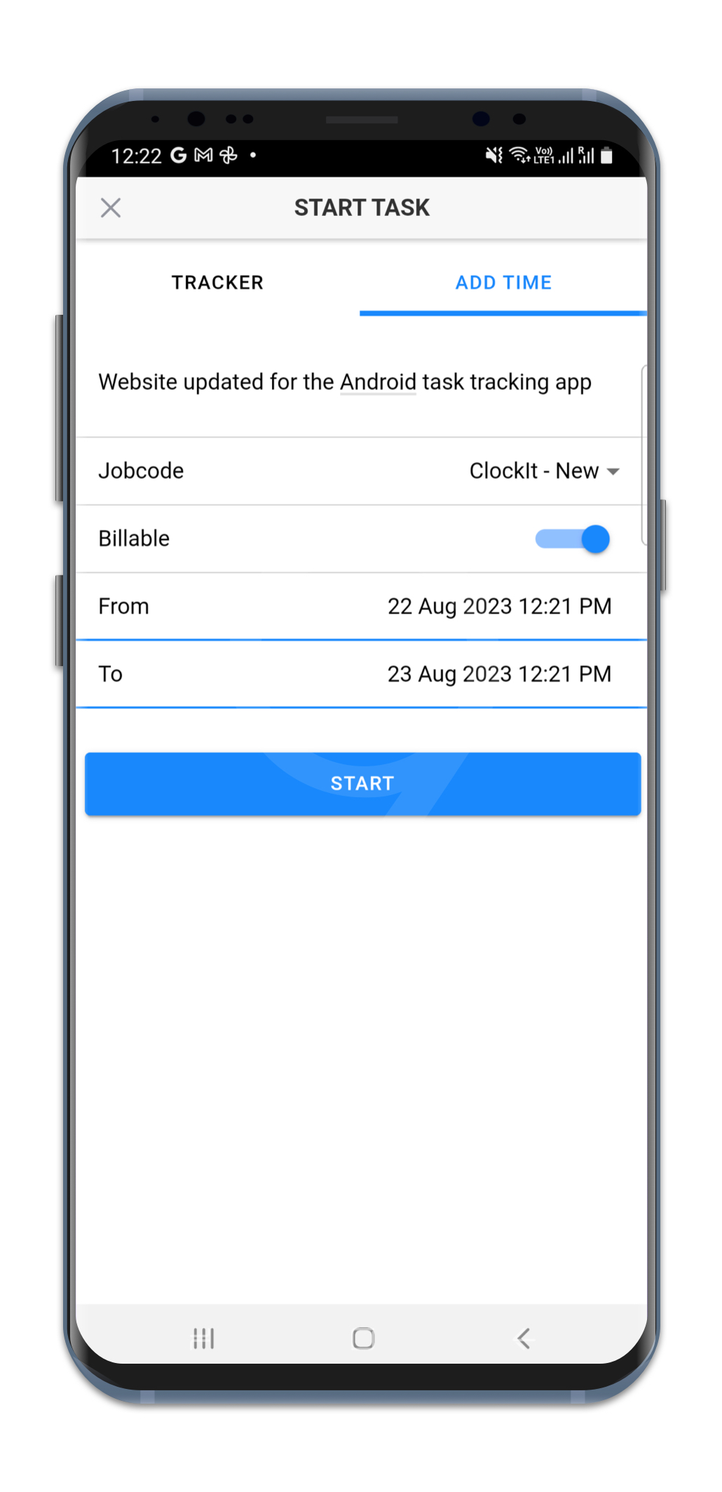 Project Task and Time Tracker for Android ClockIt