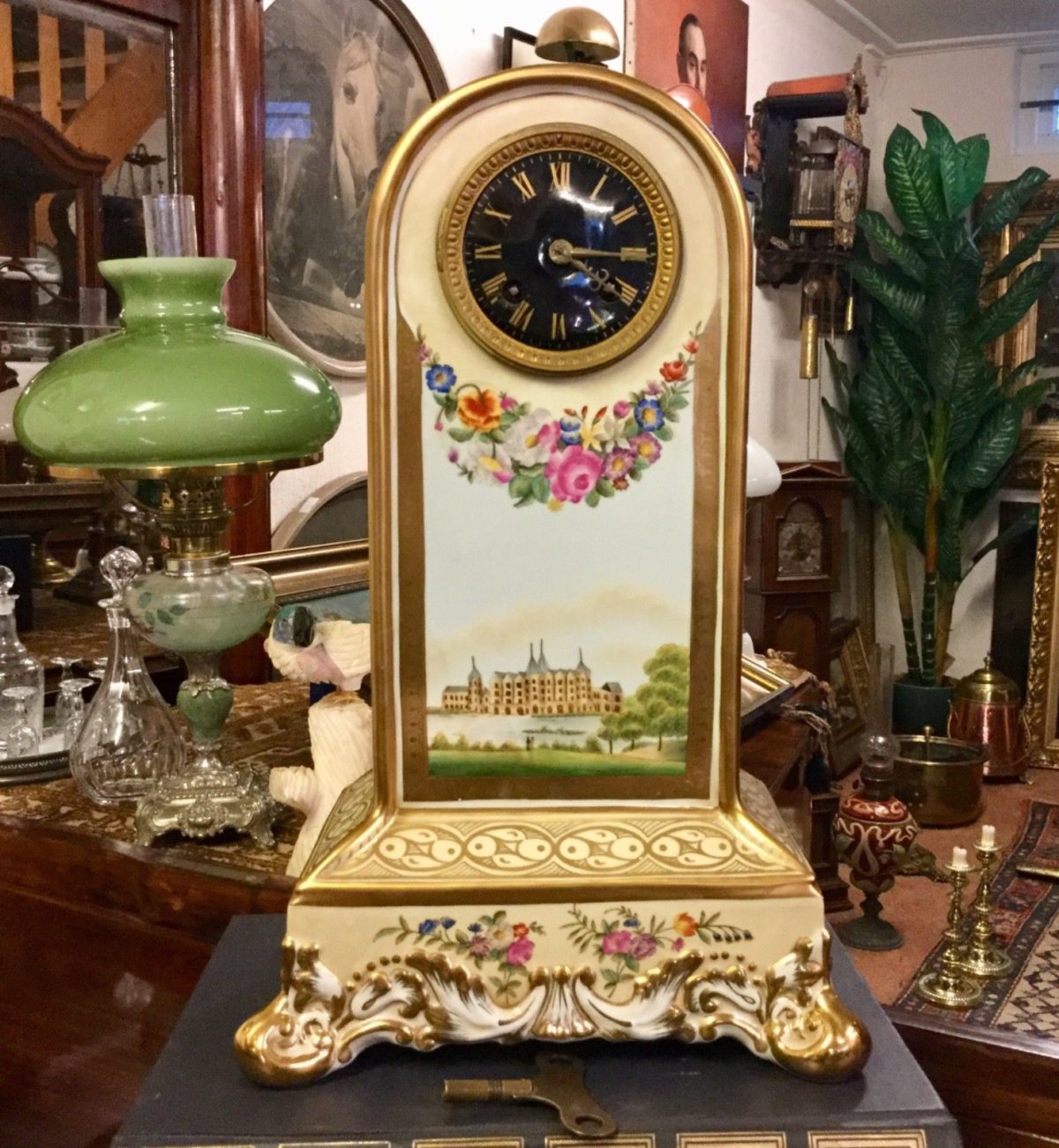 Antique porcelain mantle clock dates back to the 1860’s and originates