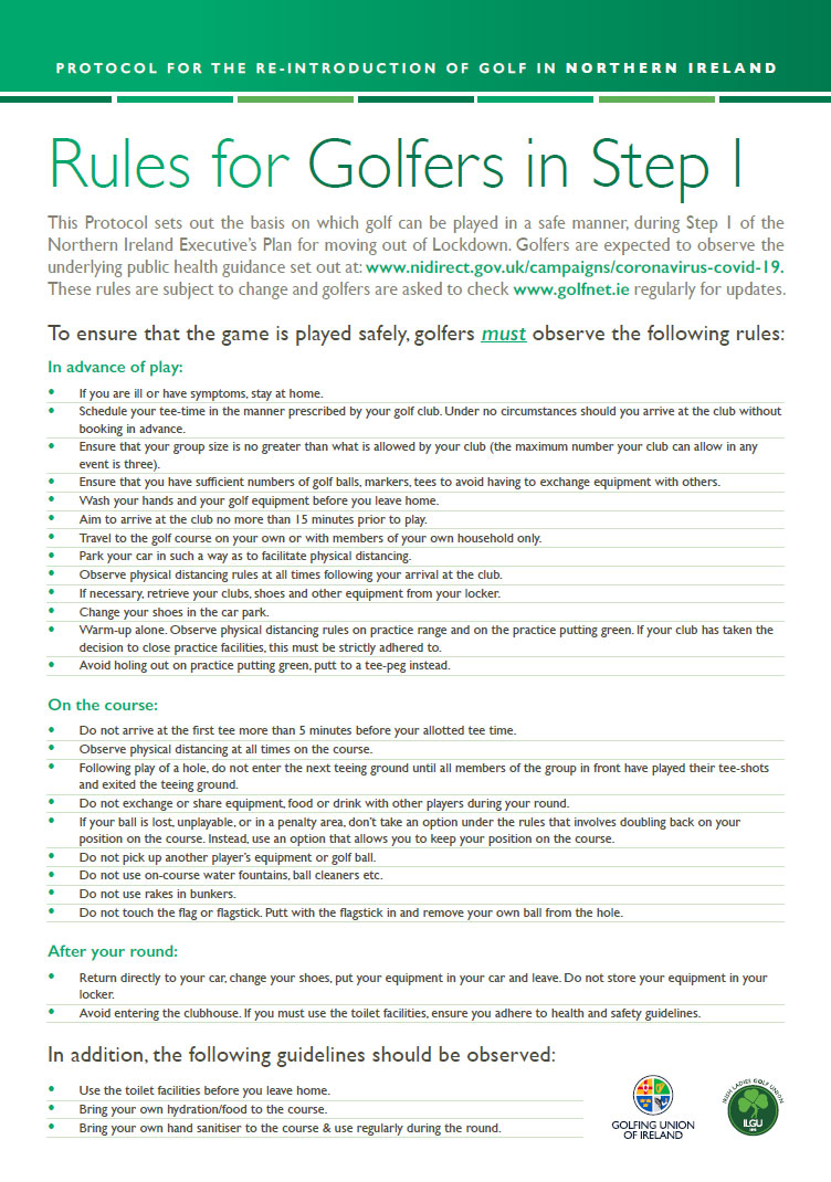 Rules for Golfers in Step 1 Clogher Valley Golf Club Tyrone & Fermanagh
