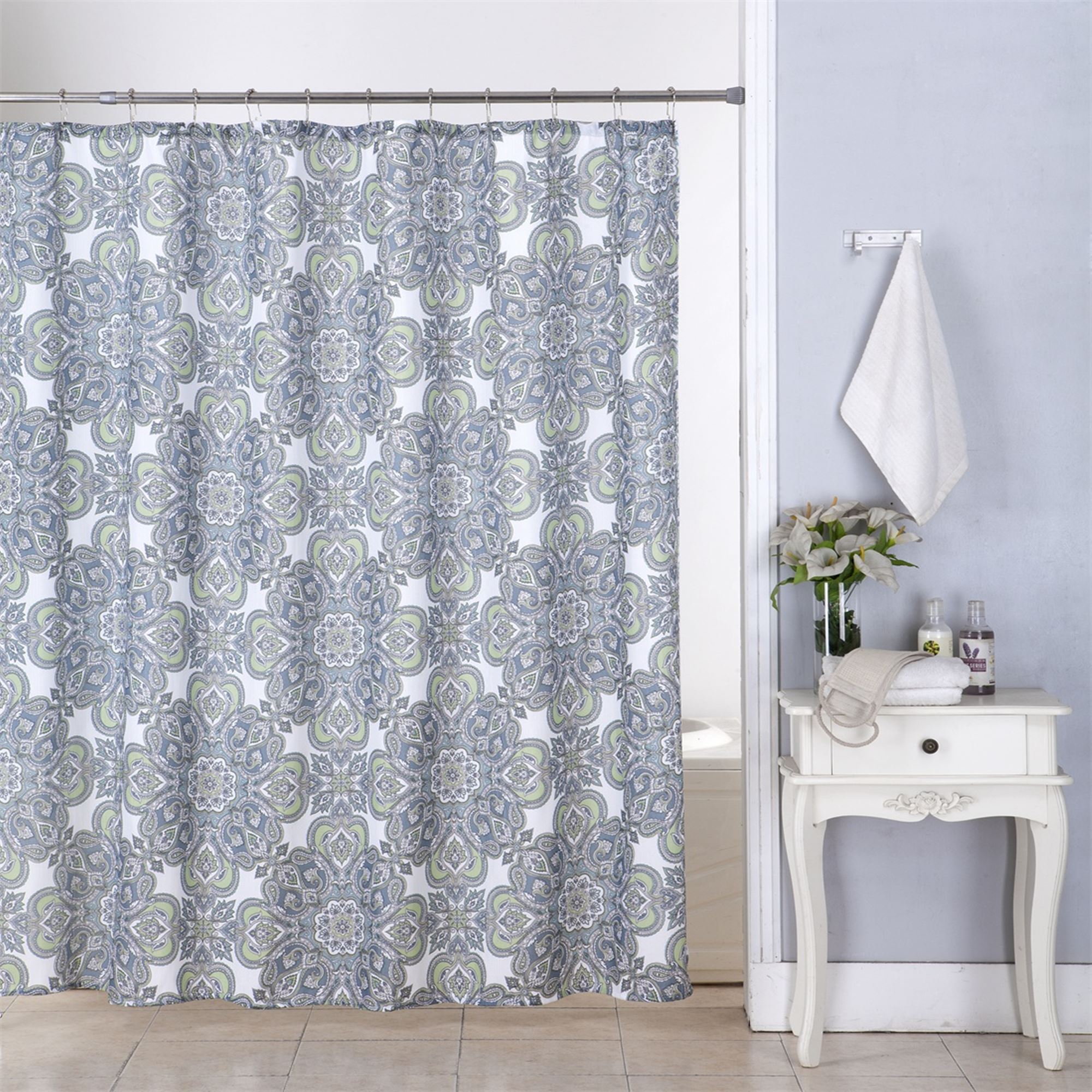 Kashi Home Woven Pattern 13Pieces Canvas Shower Curtains With 12 Hooks 70x72" eBay