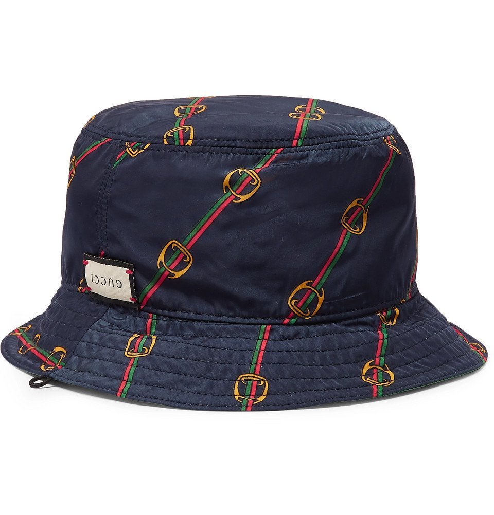 Gucci Reversible Printed Shell Bucket Hat Green Gucci