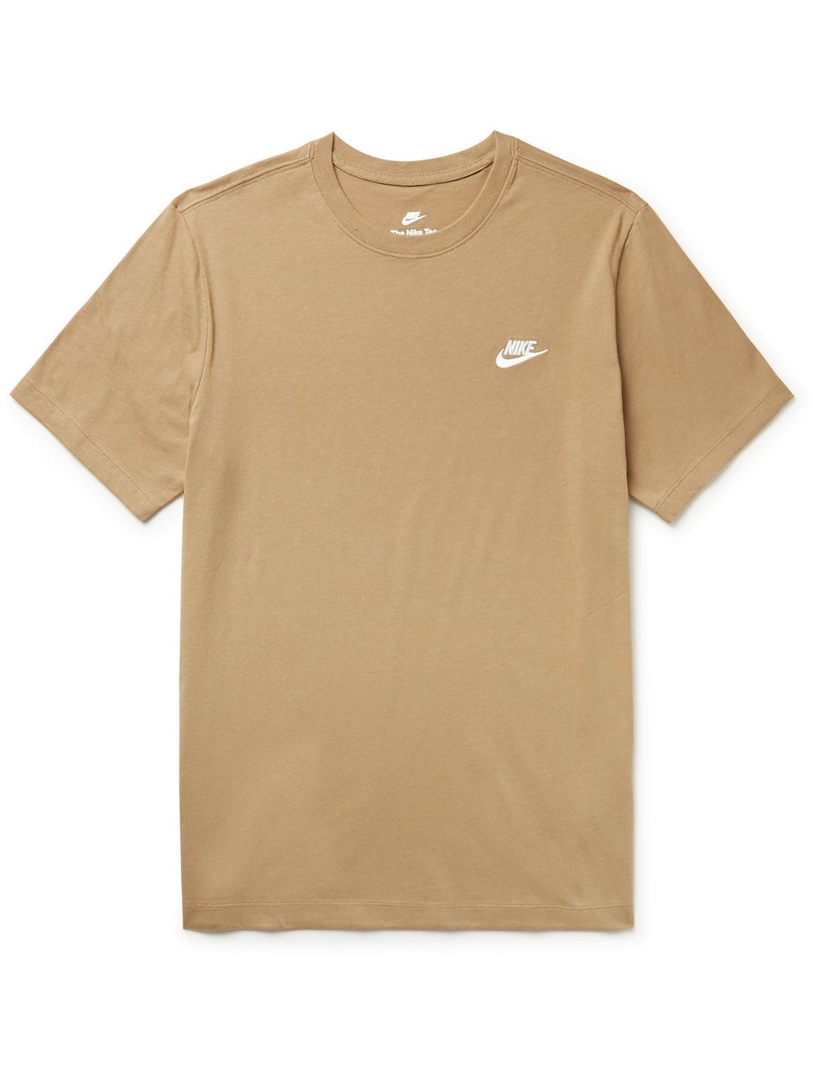 Nike Sportswear Club LogoEmbroidered CottonJersey TShirt Brown Nike