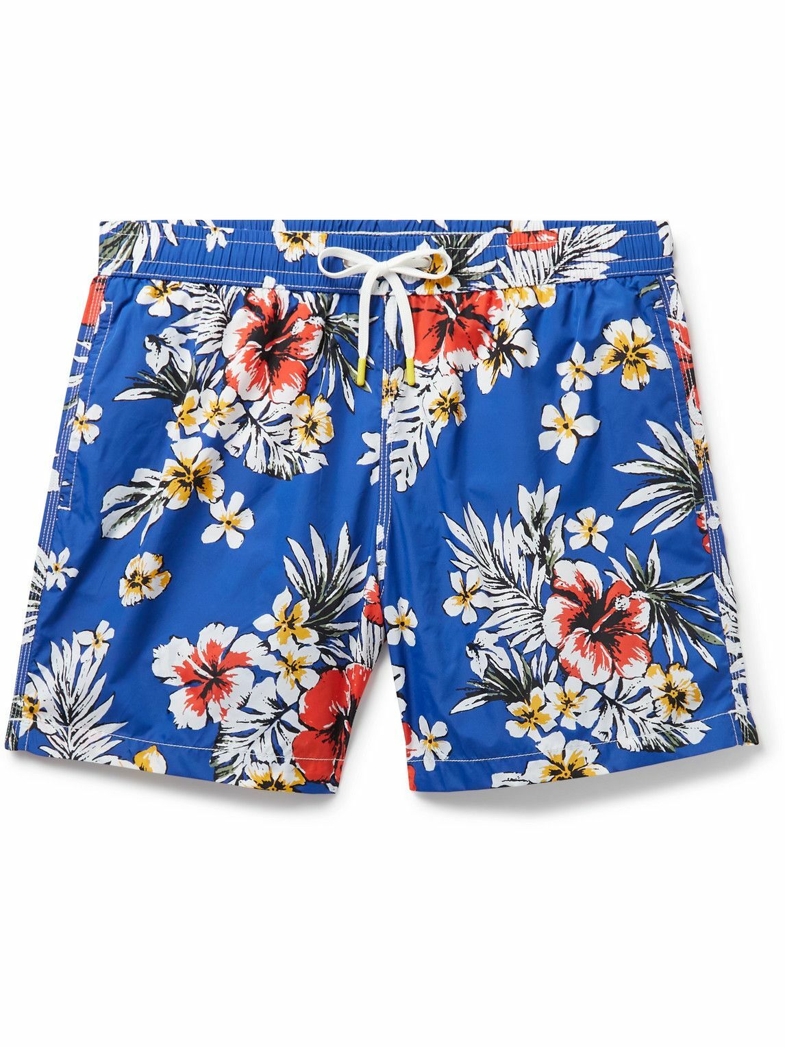 Hartford SlimFit MidLength FloralPrint Swim Shorts Blue Hartford