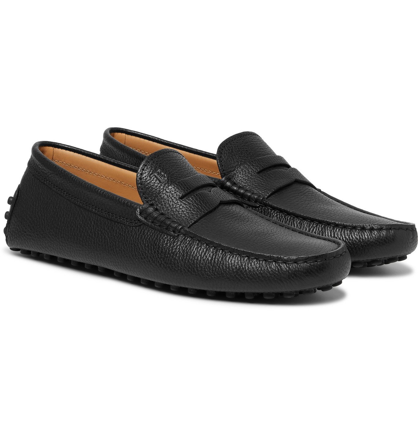 Tod's Gommino Textured Leather Driving Shoes Black Tod's