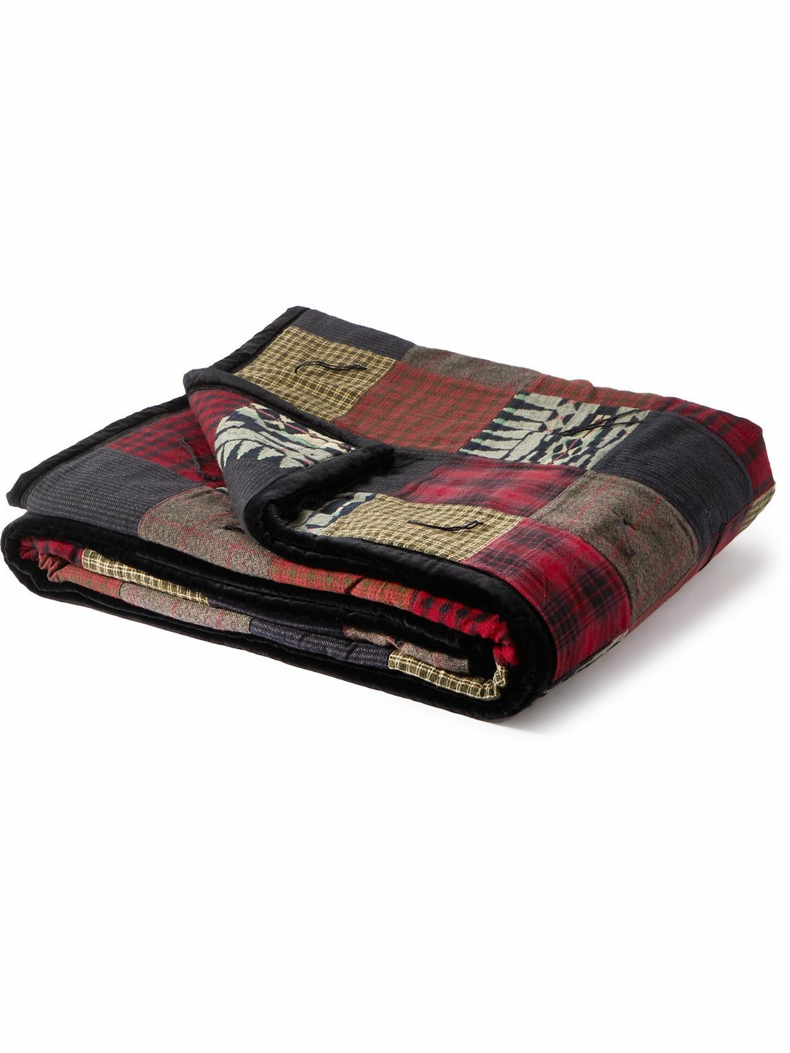 RRL Patchwork VelvetTrimmed CottonJacquard Blanket RRL