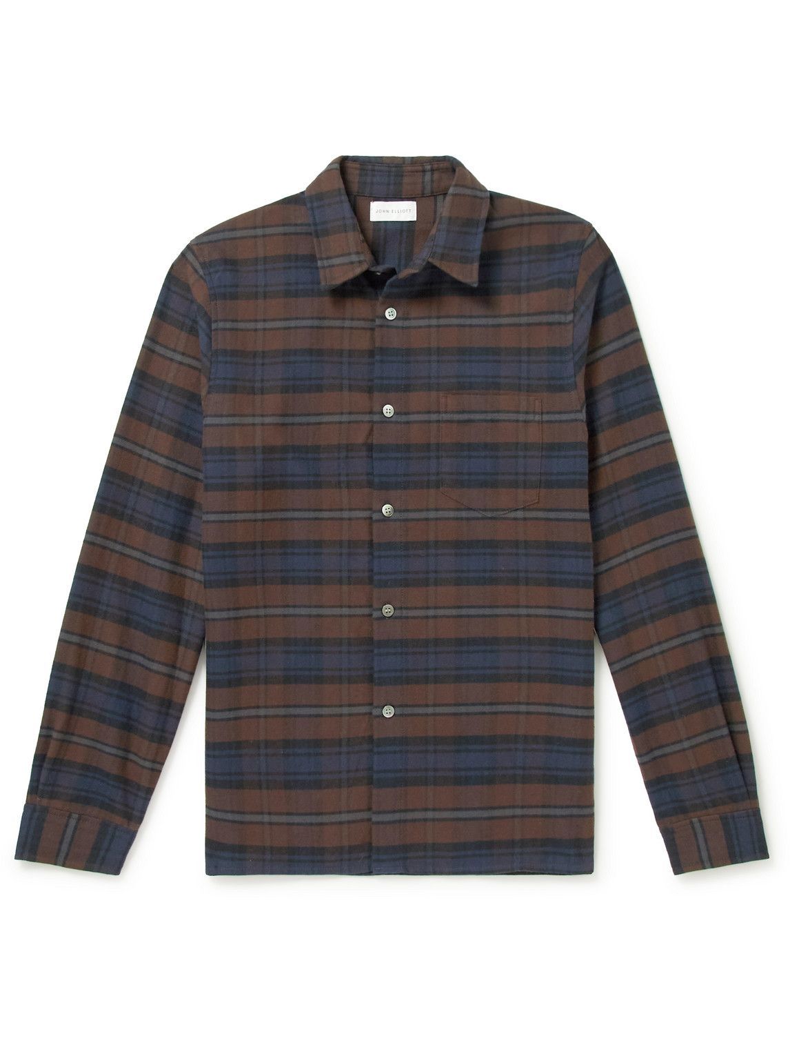 John Elliott Sly Checked CottonFlannel Shirt Brown John Elliott