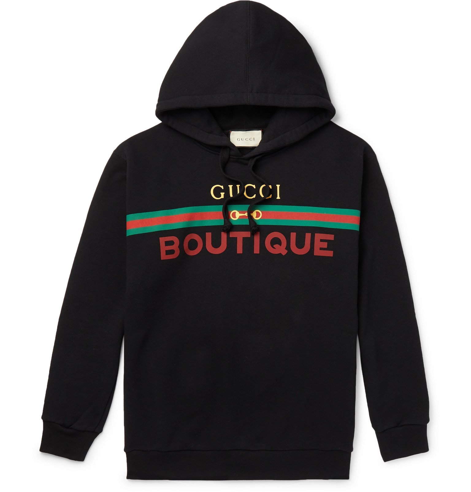 Gucci LogoPrint Loopback CottonJersey Hoodie Black Gucci