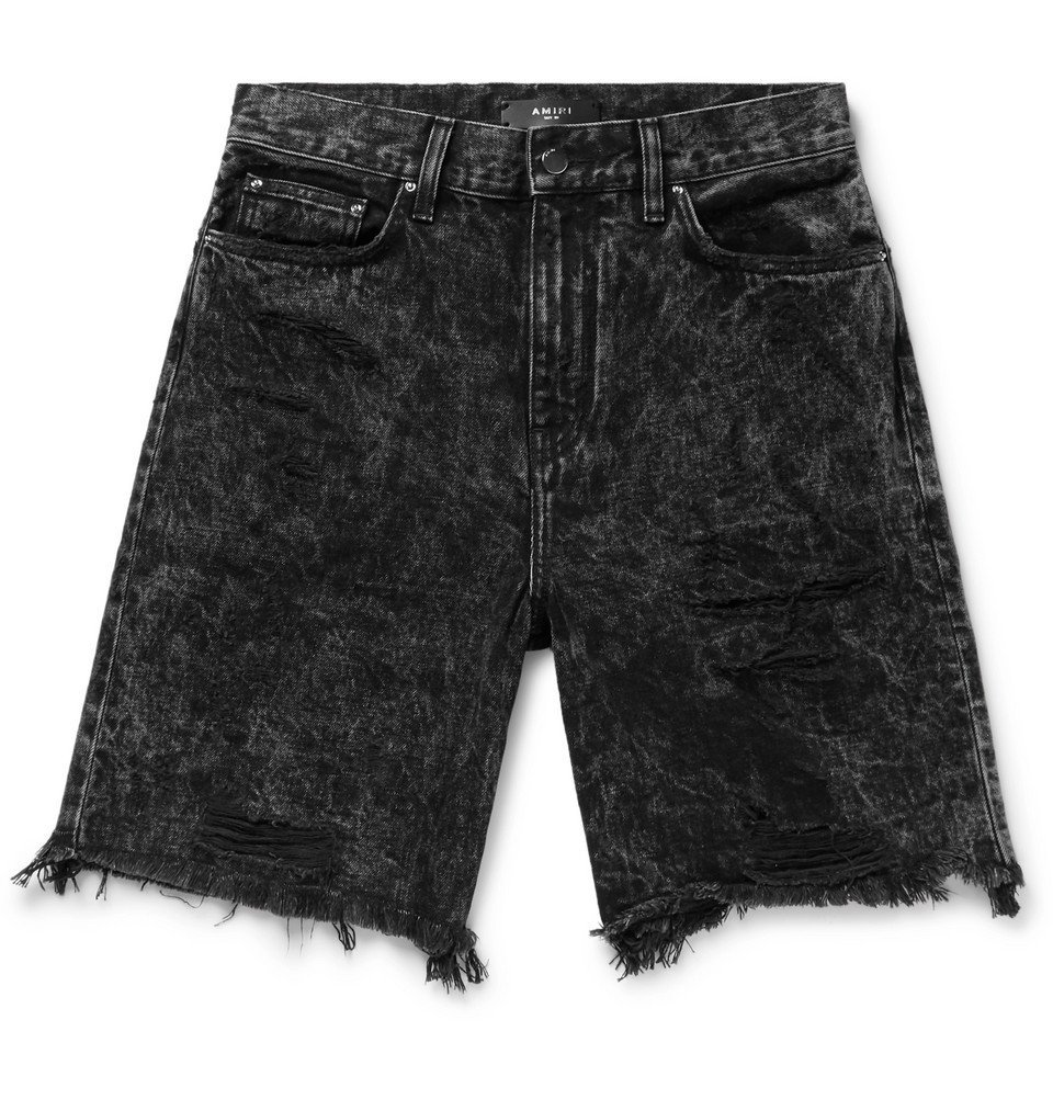 AMIRI Thrasher Distressed AcidWash Denim Shorts Men Black Amiri