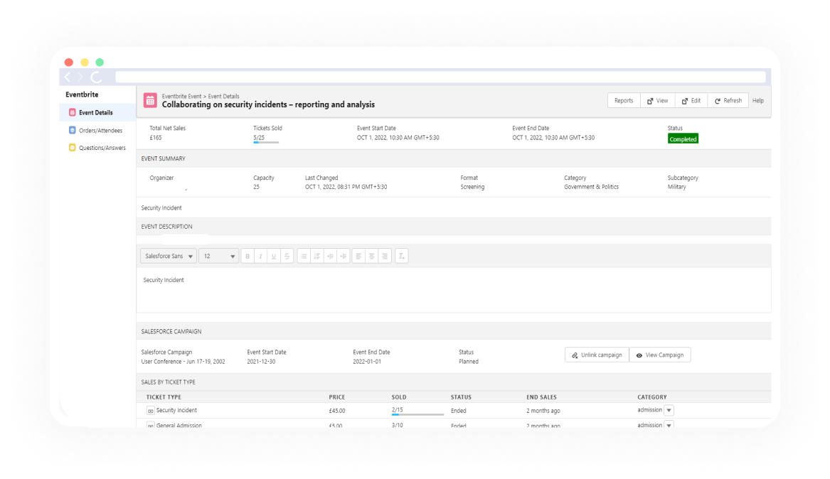 Your Eventbrite data in Salesforce Cloud Vision