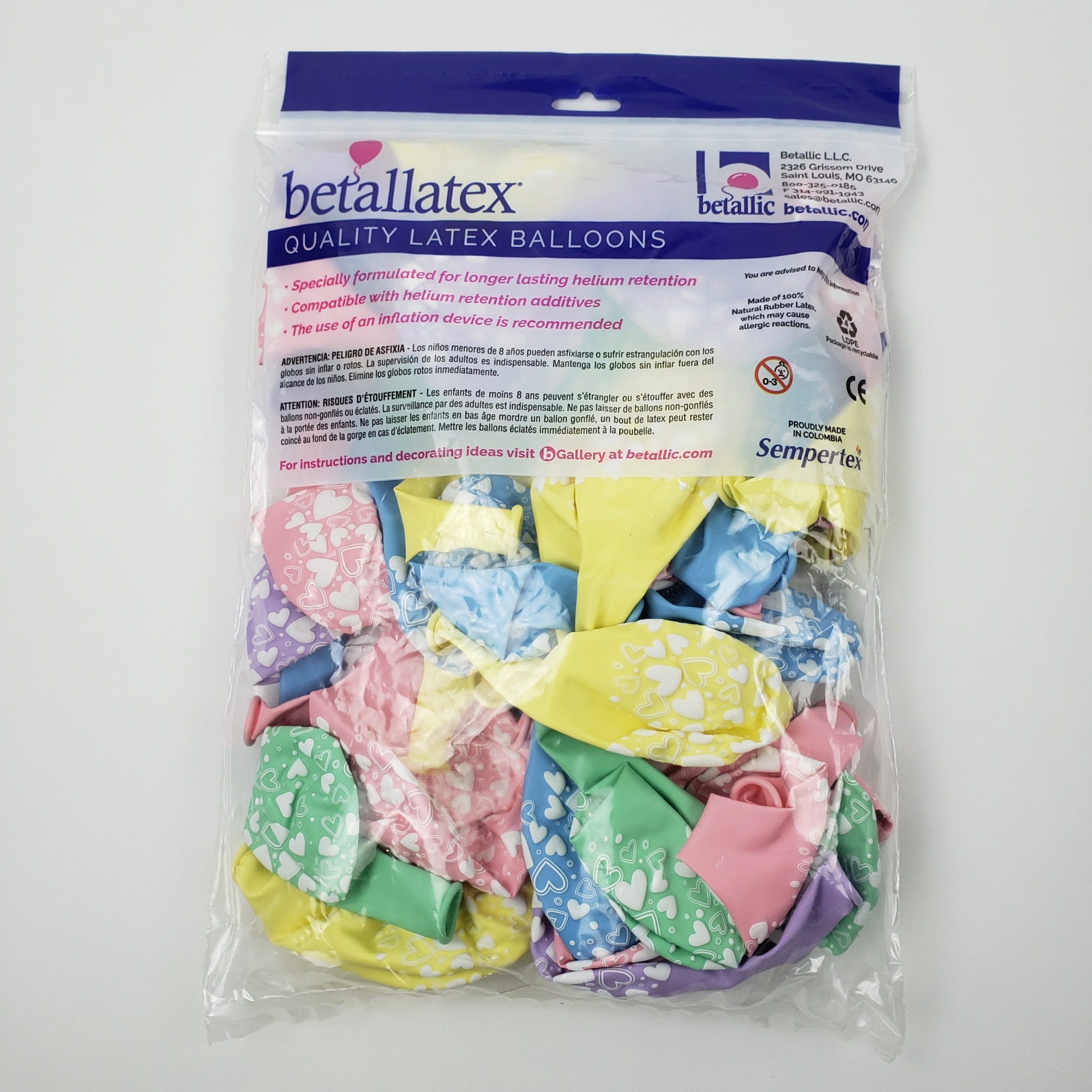 Assorted Hearts Pastel Matte balloons balloons Betallic Balloons supplier in Canada Party