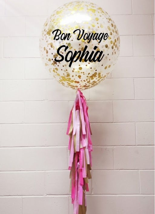 Bon Voyage Custom Print & Tassel balloons vancouver JC Balloon Studio