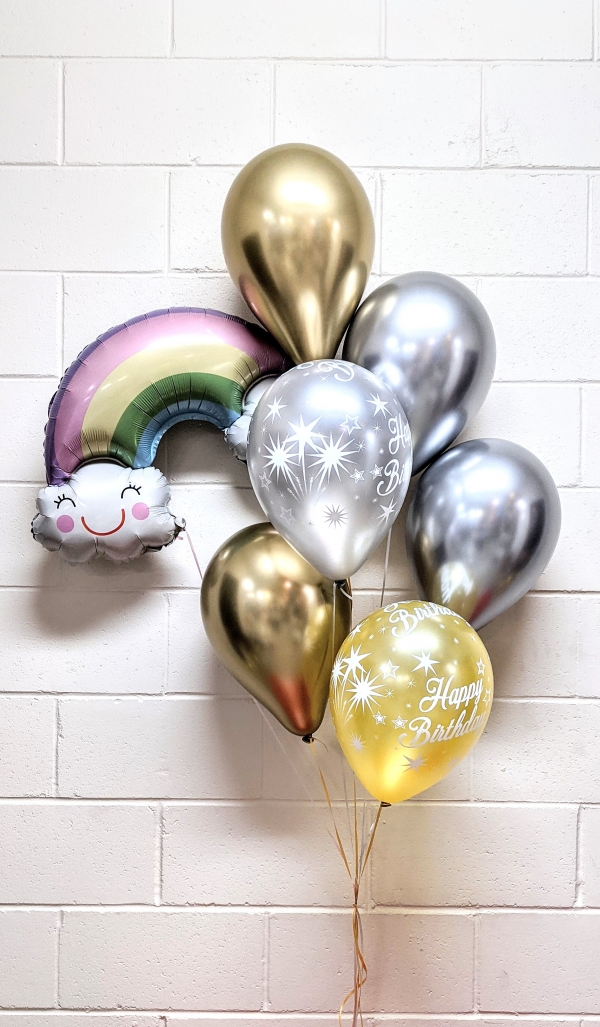 Simple Rainbow Birthday Balloon Bouquet balloons vancouver JC Balloon