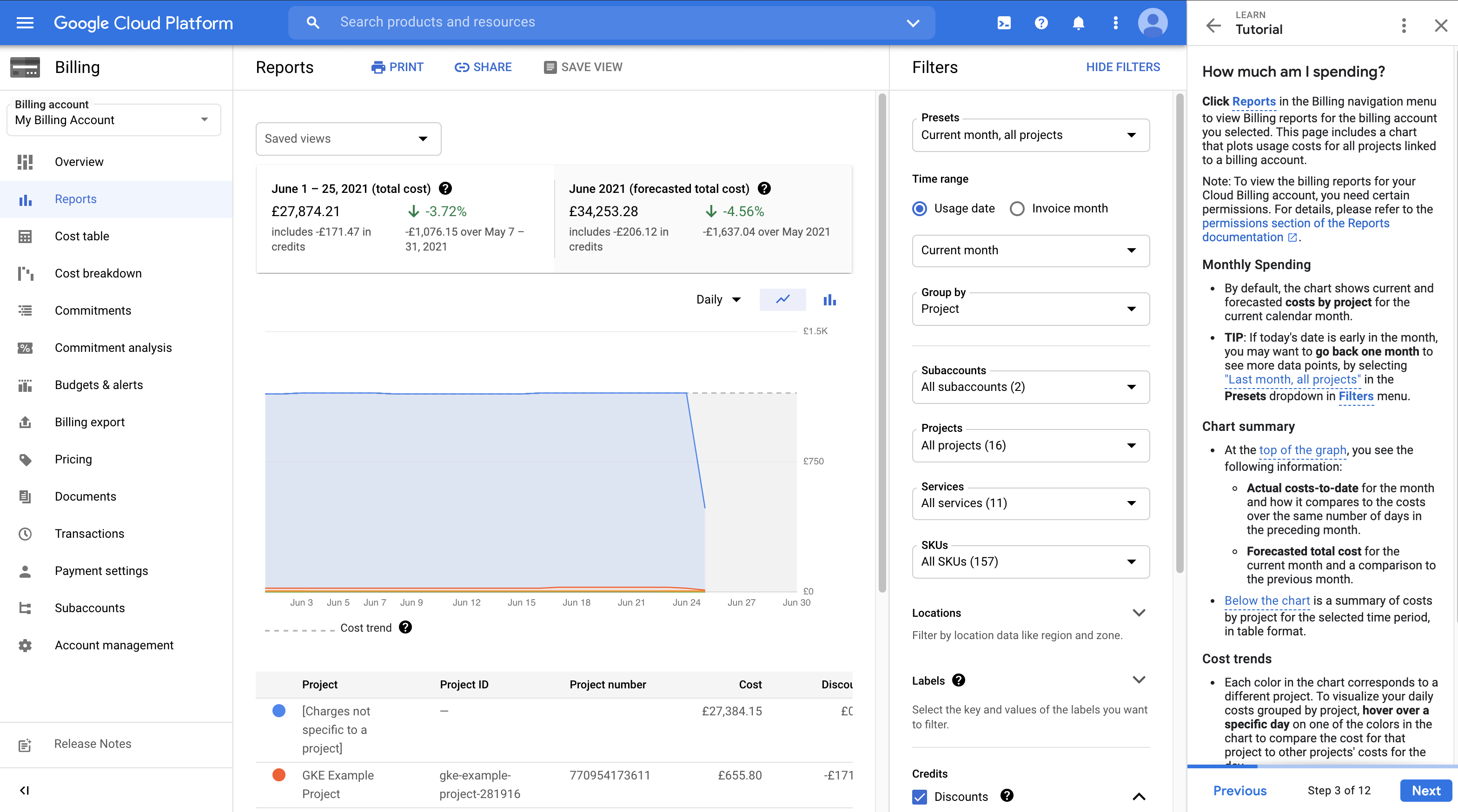 Cloud Billing Reports Google Cloud
