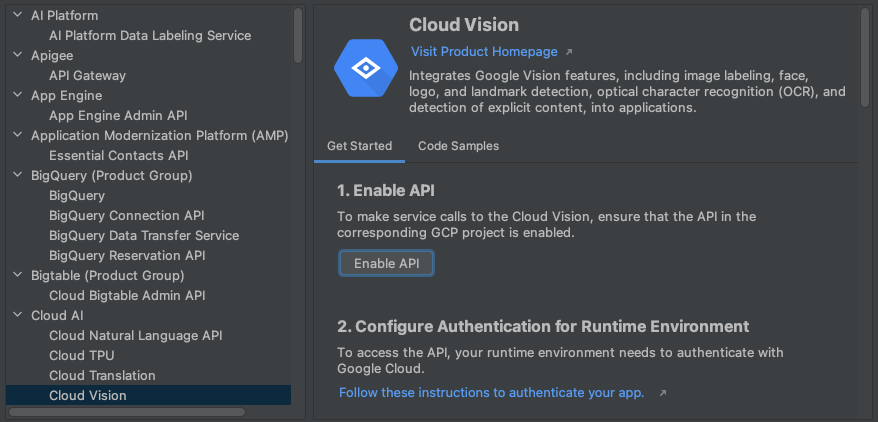 Manage Cloud APIs and libraries in Cloud Code for IntelliJ