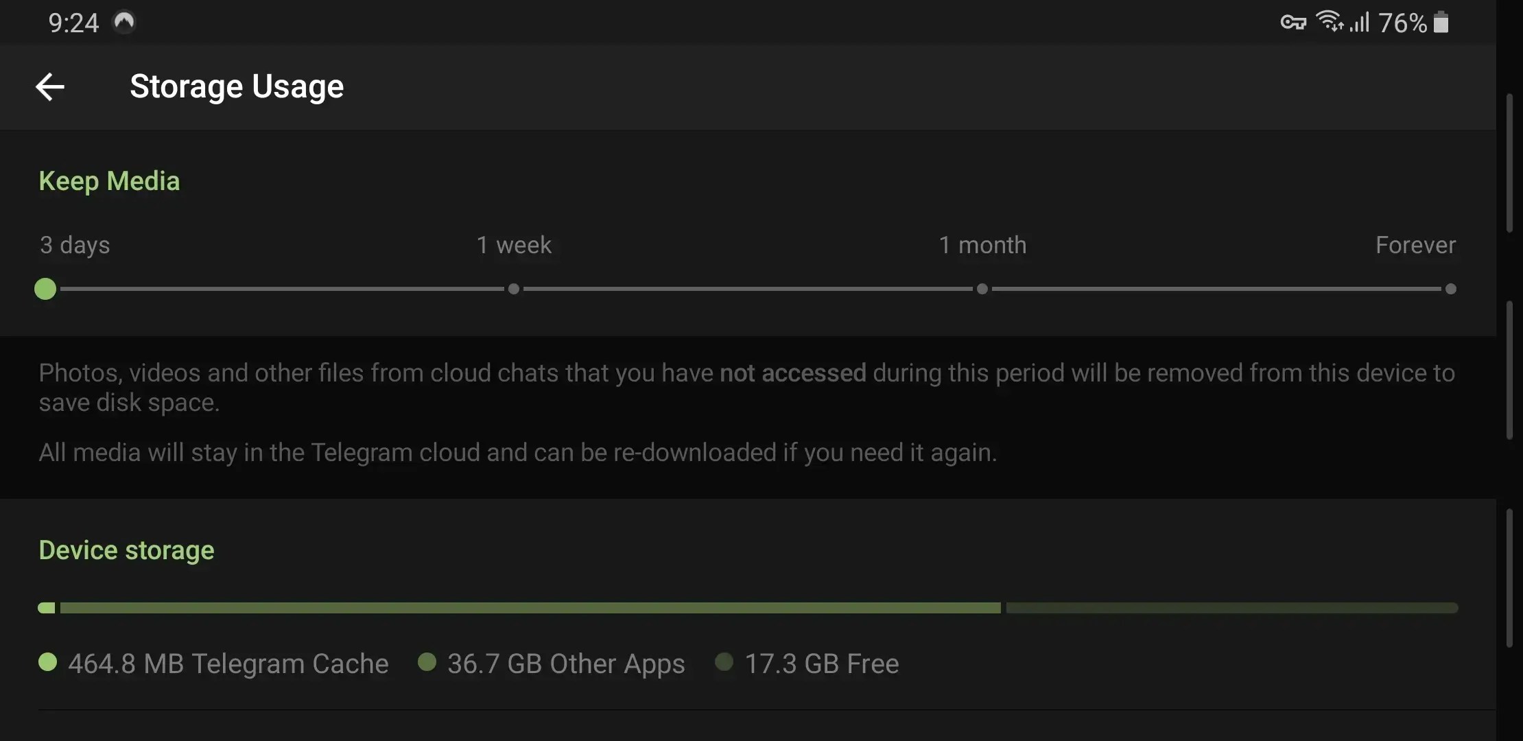 How to reduce Telegram storage