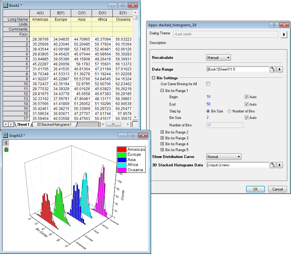 3D Stacked Histograms File Exchange OriginLab