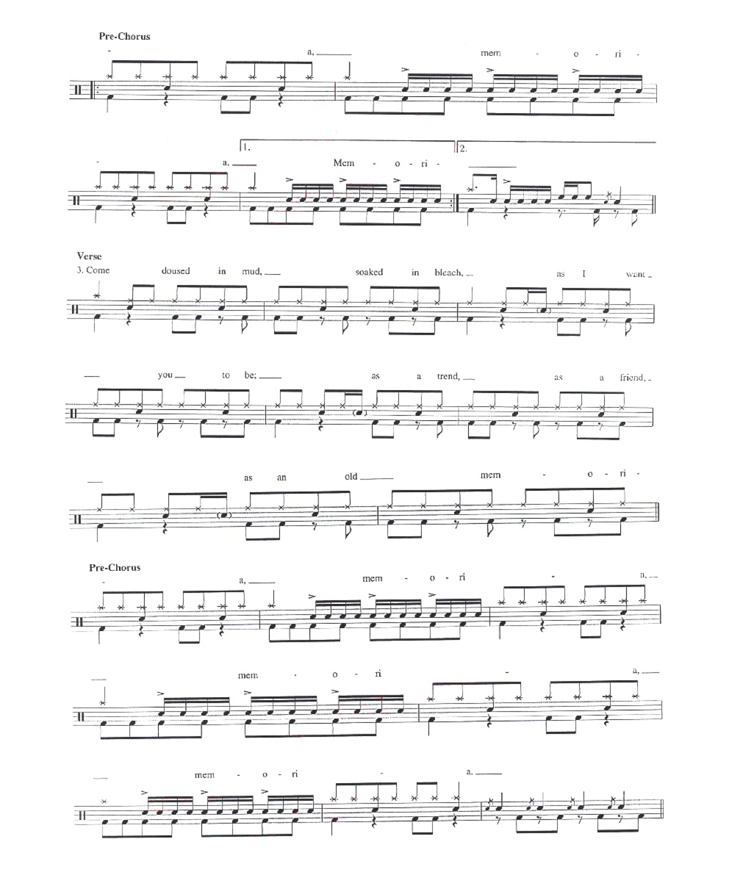 Come As You Are鼓谱 Nirvana 架子鼓谱 琴谱网