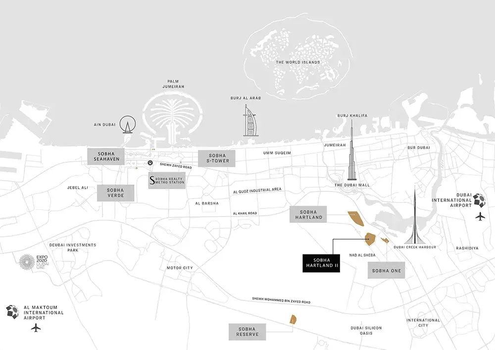 Sobha 350 Riverside Crescent Apartments Location