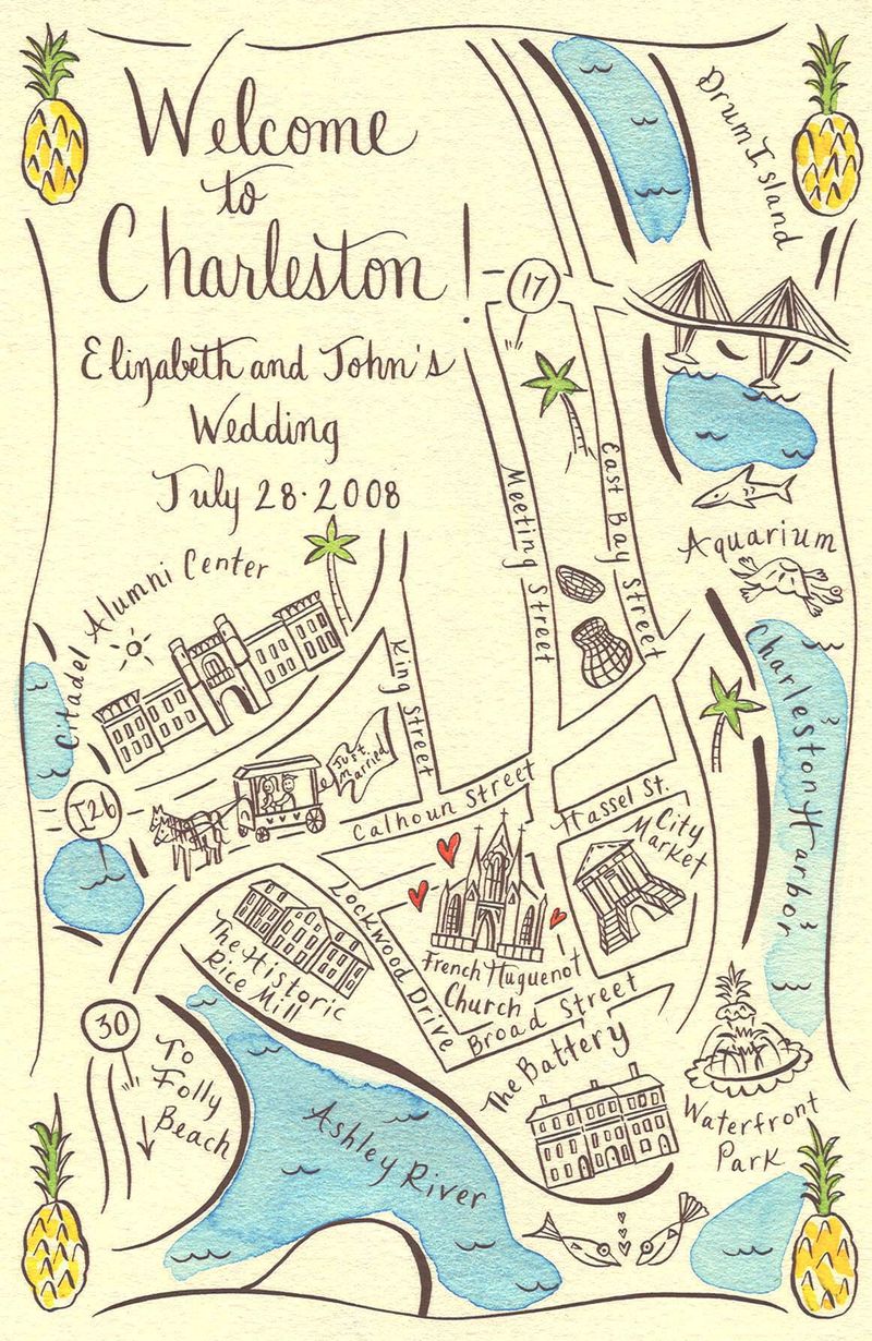 Unique Wedding Maps from Ceremony to the Reception