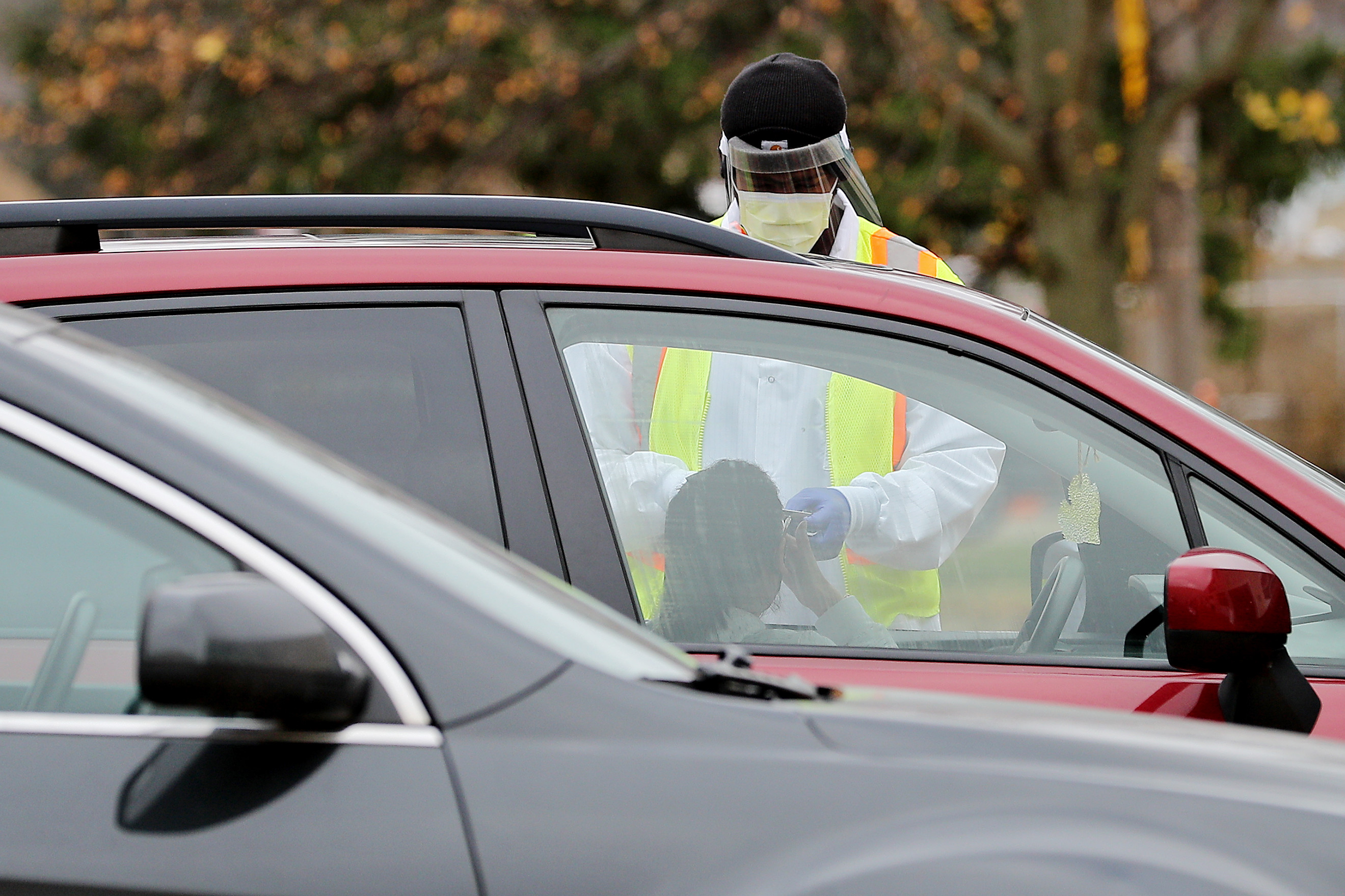 COVID19 testing lines in Lansing November 11, 2020
