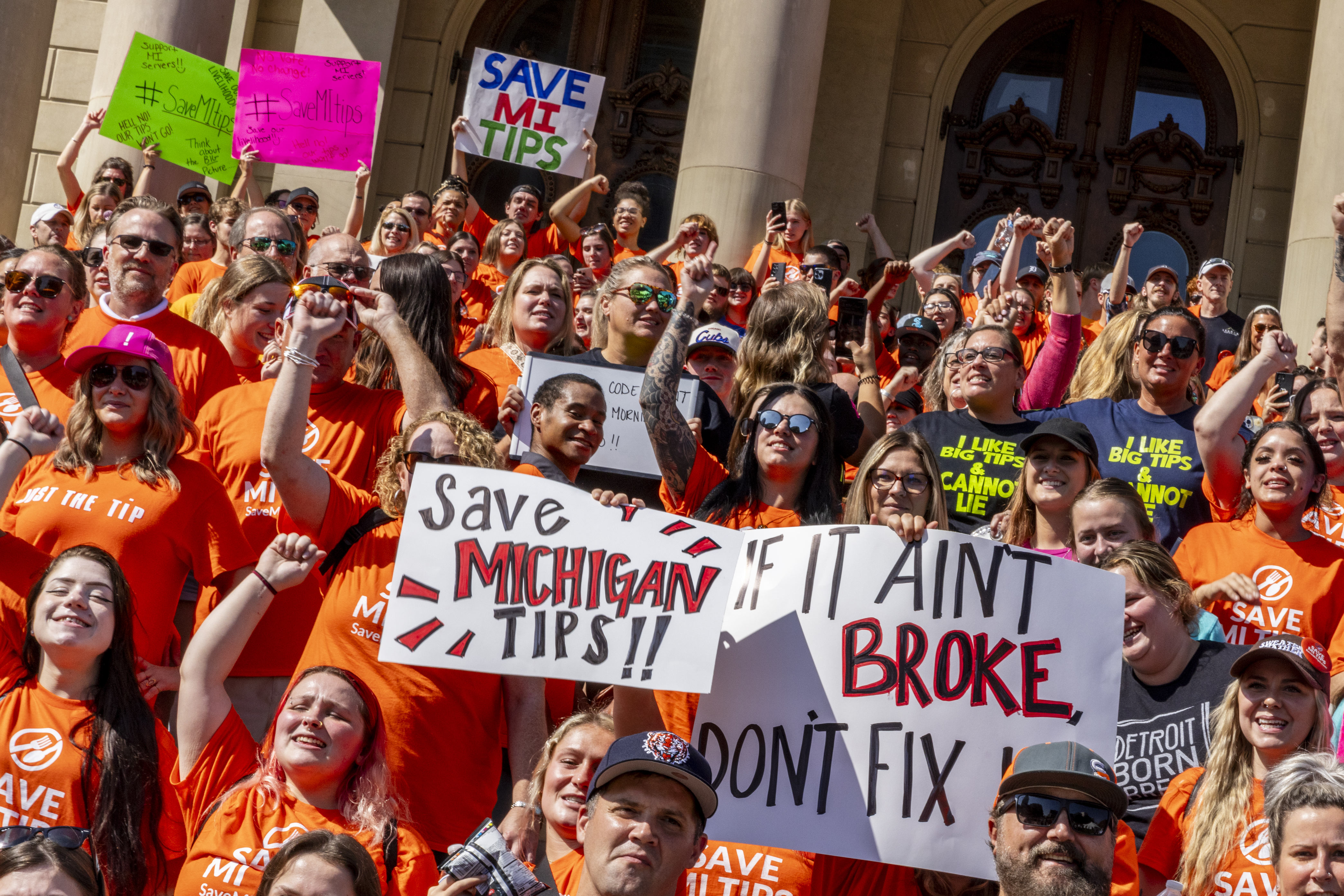 'Save MI Tips' rally at Michigan State Capitol