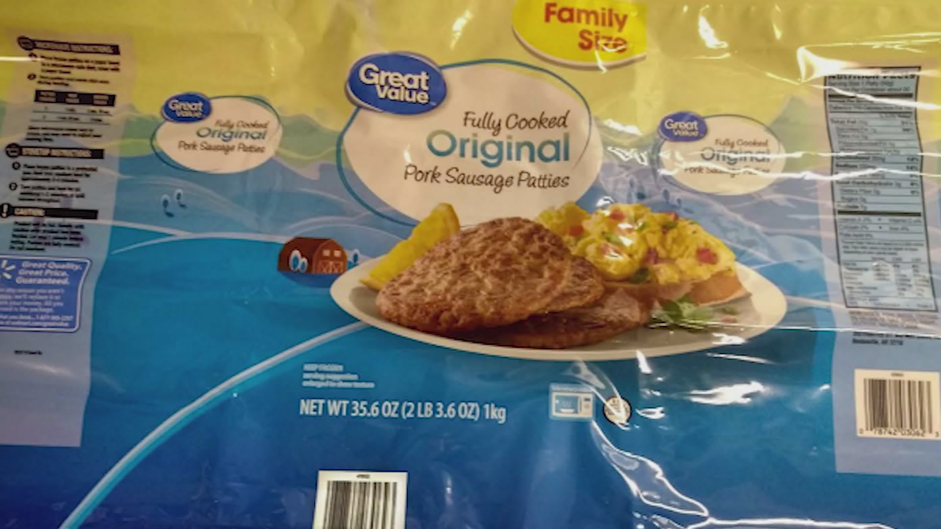 Great Value Fully Cooked Original Pork Sausage Patties Family Size, Oz