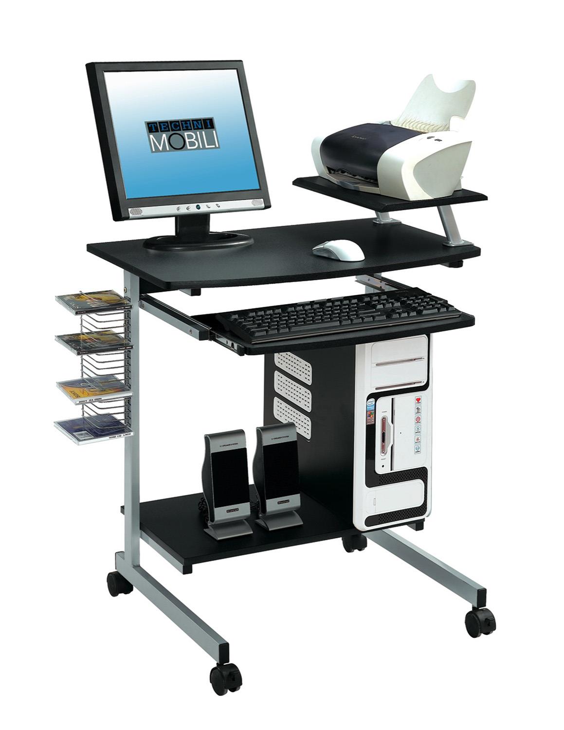 Techni Mobili Compact Computer Cart With Storage, Espresso From 80.