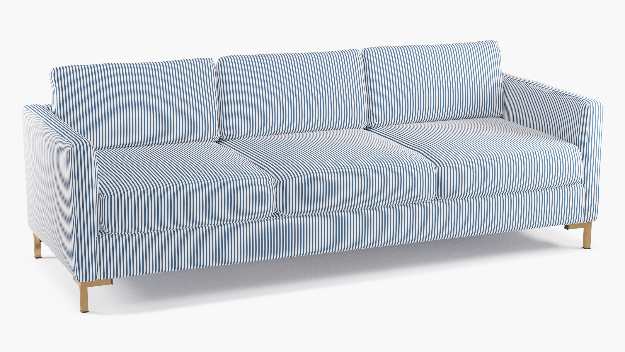 Azul Ticking Stripe Upholstered Custom Modern Sofa The Inside Furniture