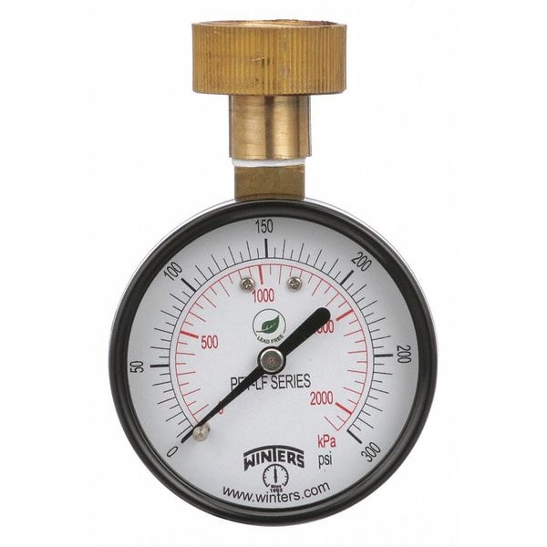Water Test Gauge, 2.5 in.,0 to 300 psi WINTERS PETW217LF