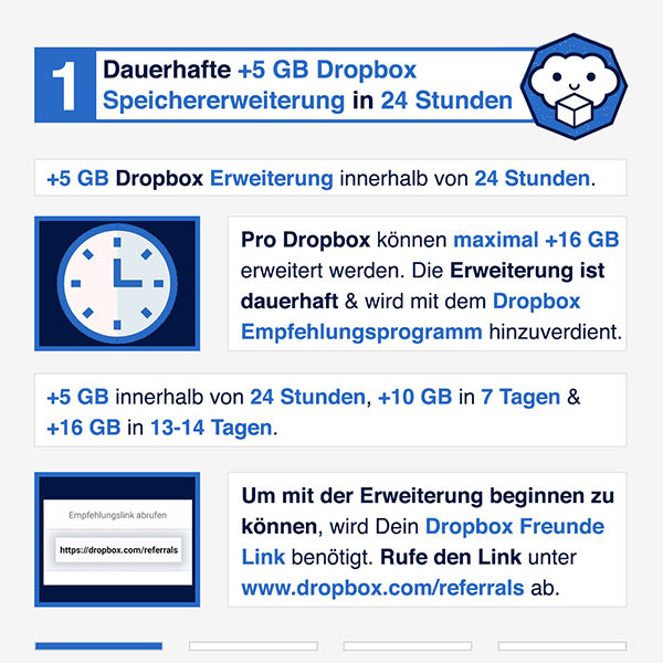 Howto Dropbox Freunde einladen und Speicherplatz erweitern