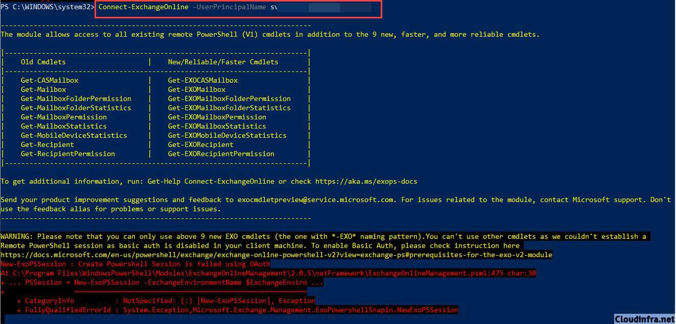 Create Powershell Session Is Failed Using OAuth
