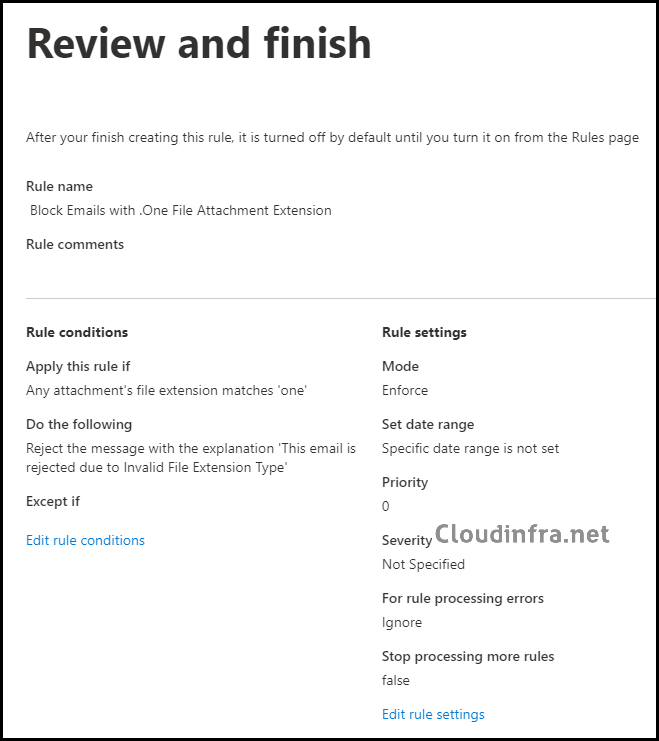 Block Emails Based On File Attachment Extension In Office 365