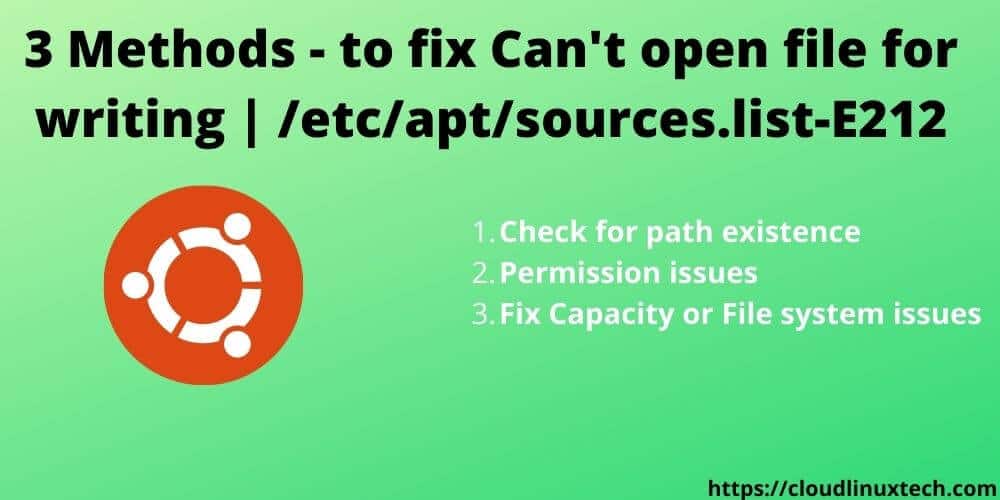 3 methods How to fix "Vim can't open file for writing error" /etc