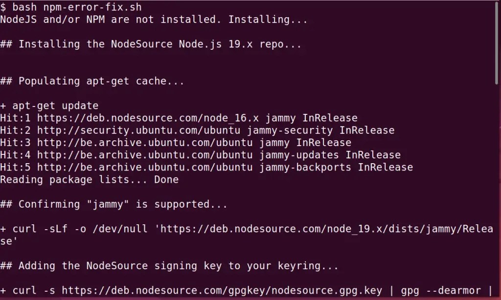 How to fix "npm command not found" error using script easily