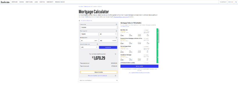 Mortgage Refinance Calculator from Bank of America