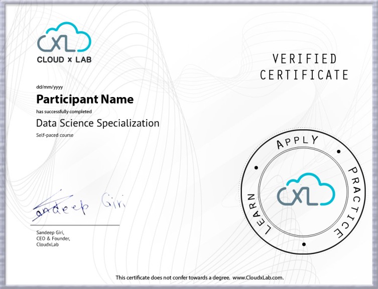 Data Science Specialization Online Course (incl. Lab) by