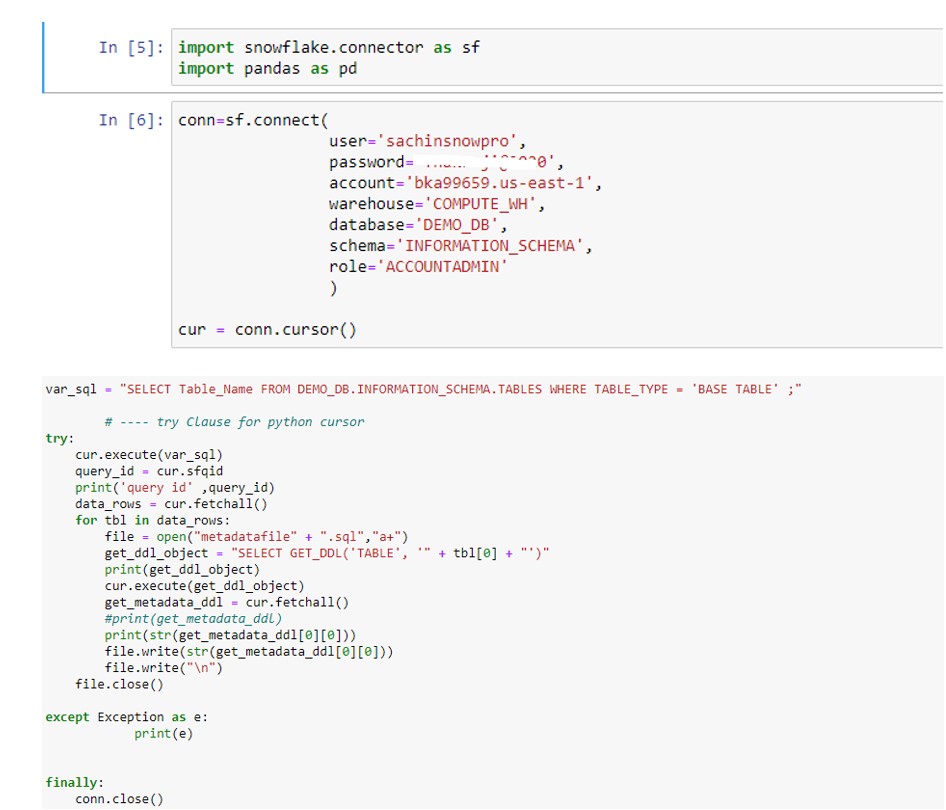 Snowflake GET_DDL from Python Cloudyard