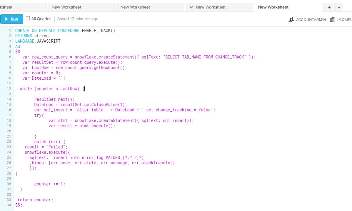 Snowflake Enable CHANGE_TRACKING for multiple tables Cloudyard
